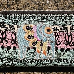 Colorful Elephant Embroidered Wallet